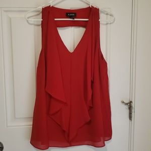 A Byer dressy red tank top with ruffle